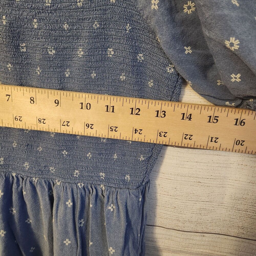 Old Navy Blue M floral short sleeve cottagecore Y2K summer beach coastal dress - Picture 6 of 9